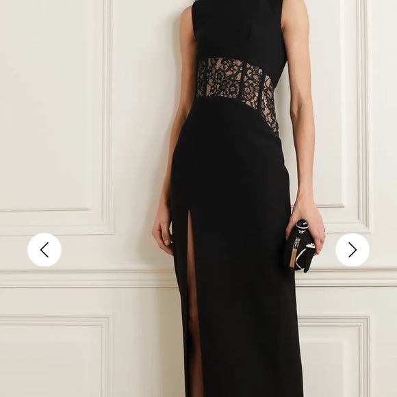 SOLD Rasario black lace slit long dress gown - Picture 2 of 7